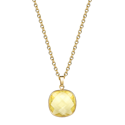 Collier mit Lemonquarz 13x13mm Silber 925/000 3 Milliemes vergoldet