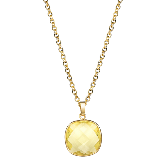 Collier mit Lemonquarz 13x13mm Silber 925/000 3 Milliemes vergoldet