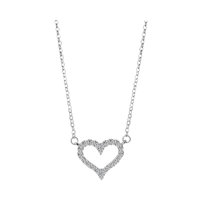 "Natti" Halskette mit Herzanhänger, Zirkoniabesatz, 925 / rhodiniert - Echt Silber