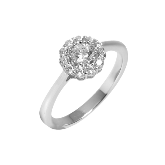 Damenring mit 12 Zirkonia Silber 925/000 rhodiniert