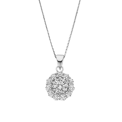 Collier mit Anhänger 12 Zirkonia Silber 925/000 rhodiniert