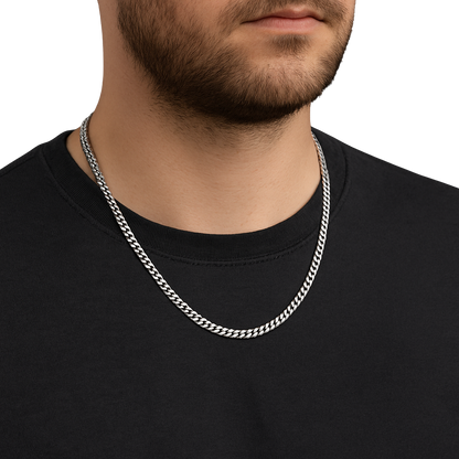 Panzerkette 925/- Silber, facettiert, poliert, 5,5mm Breite 55 cm Länge