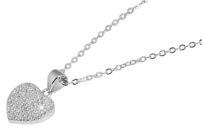 Kette "Heli" mit Herz-Anhänger 925/- Echt Silber und Zirkoniabesatz, 43+5 cm, 925/rhodiniert