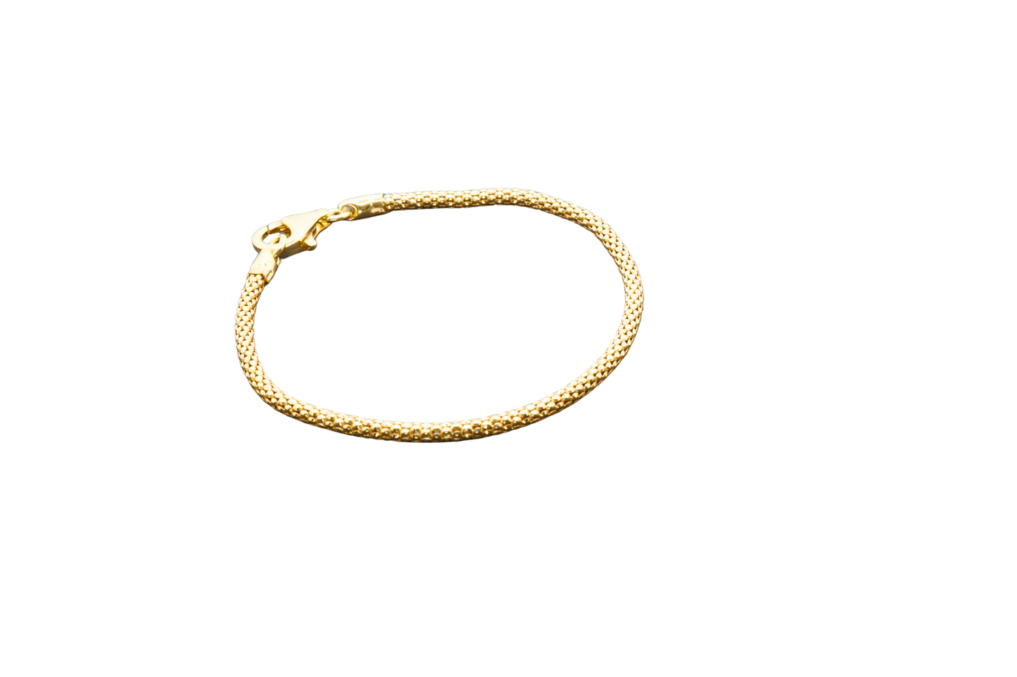 925 Silber vergoldet – Damen-Set Popcorn Halskette + Armband + Gratis Etui + Schmuckbox