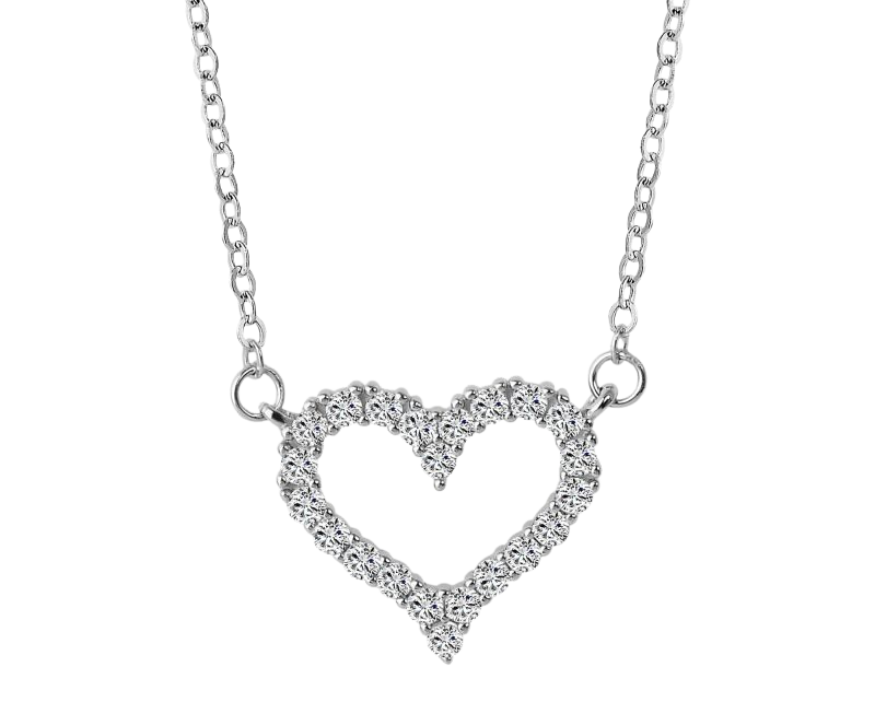 "Natti" Halskette mit Herzanhänger, Zirkoniabesatz, 925 / rhodiniert - Echt Silber