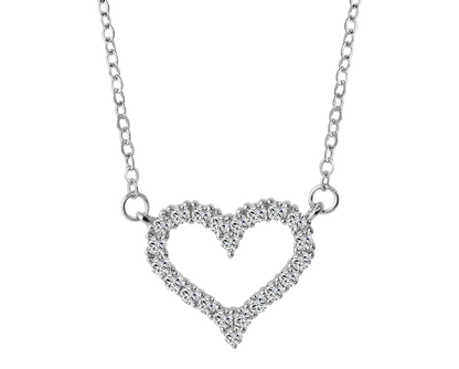 "Natti" Halskette mit Herzanhänger, Zirkoniabesatz, 925 / rhodiniert - Echt Silber