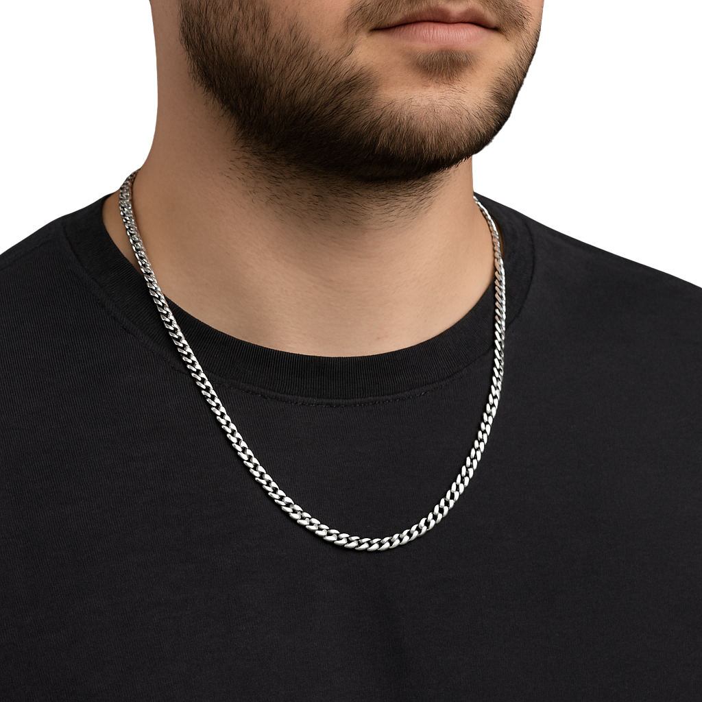 Panzerkette 7,5 mm Silber 925 60 cm