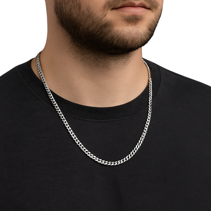 Panzerkette 7,5 mm Silber 925 60 cm