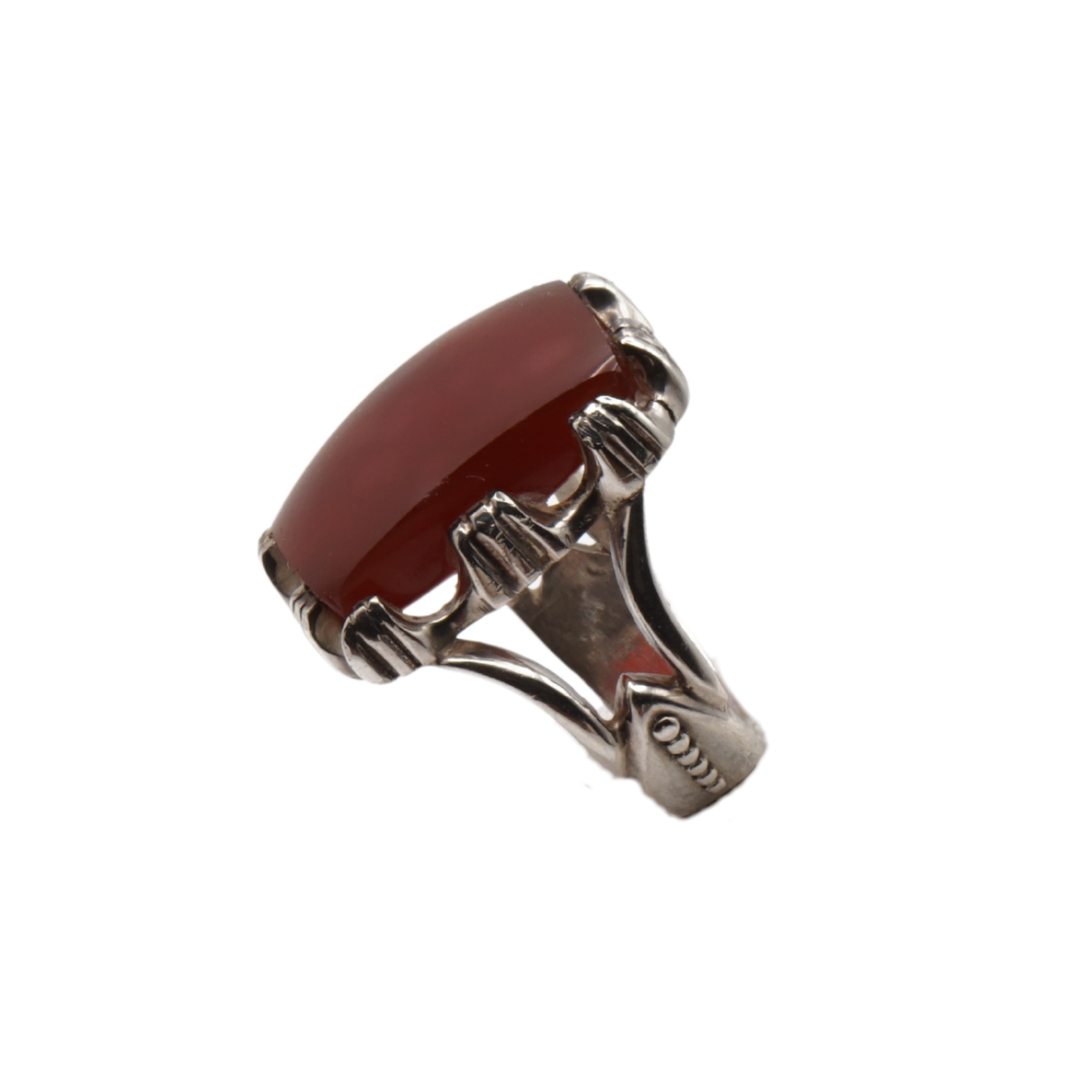 925 Silber Herren Aqeeq Ring Yamani - Jemen-Achat  - Handarbeit - Massiv