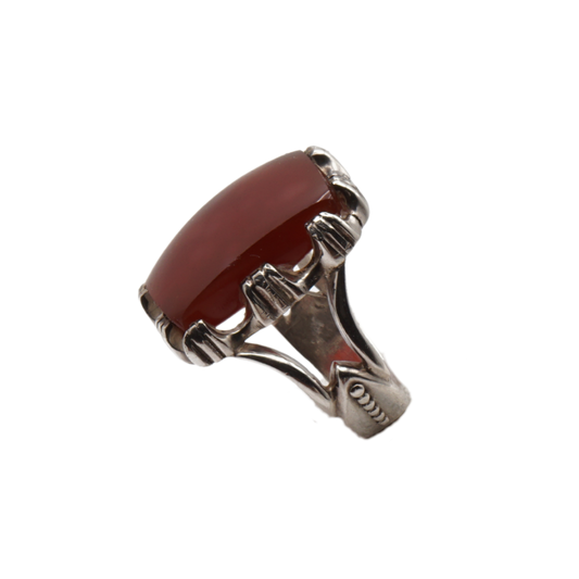 925 Silber Herren Aqeeq Ring Yamani - Jemen-Achat  - Handarbeit - Massiv