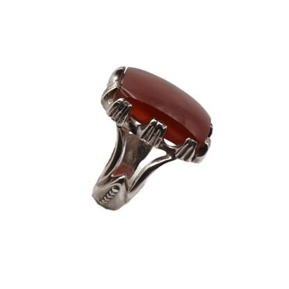 925 Silber Herren Aqeeq Ring Yamani - Jemen-Achat  - Handarbeit - Massiv