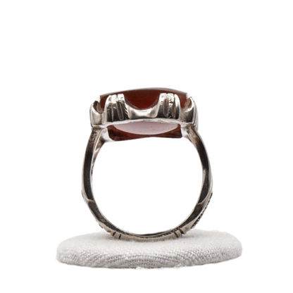 925 Silber Herren Aqeeq Ring Yamani - Jemen-Achat  - Handarbeit - Massiv