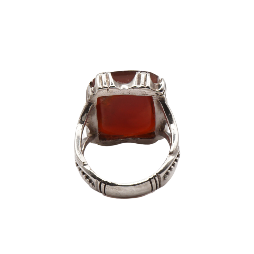 925 Silber Herren Aqeeq Ring Yamani - Jemen-Achat  - Handarbeit - Massiv