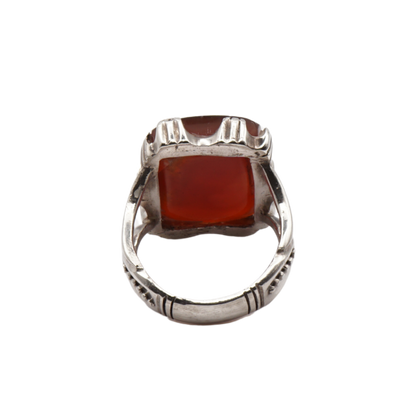 925 Silber Herren Aqeeq Ring Yamani - Jemen-Achat  - Handarbeit - Massiv