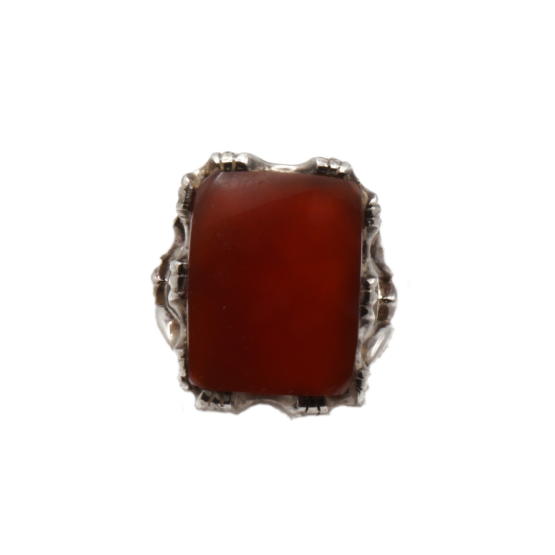 925 Silber Herren Aqeeq Ring Yamani - Jemen-Achat  - Handarbeit - Massiv