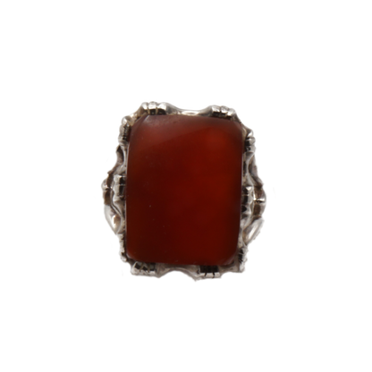 925 Silber Herren Aqeeq Ring Yamani - Jemen-Achat  - Handarbeit - Massiv