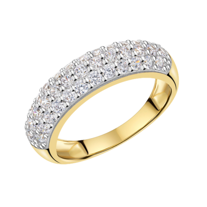 925 Silber - Damenring "Royal" vergoldet mit 37 Zirkonia