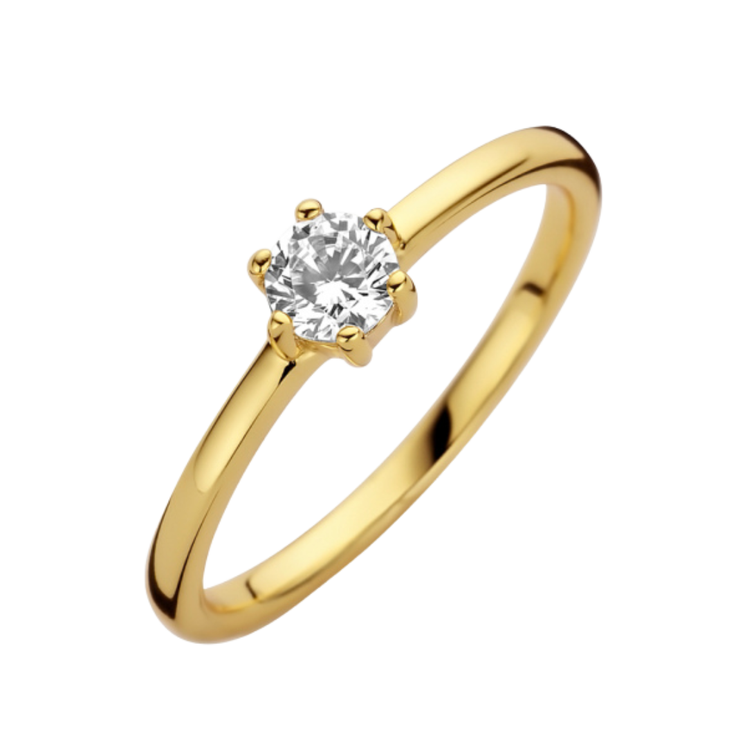 925 Silber Damenring "Soléra" Vergoldet mit Zirkonia