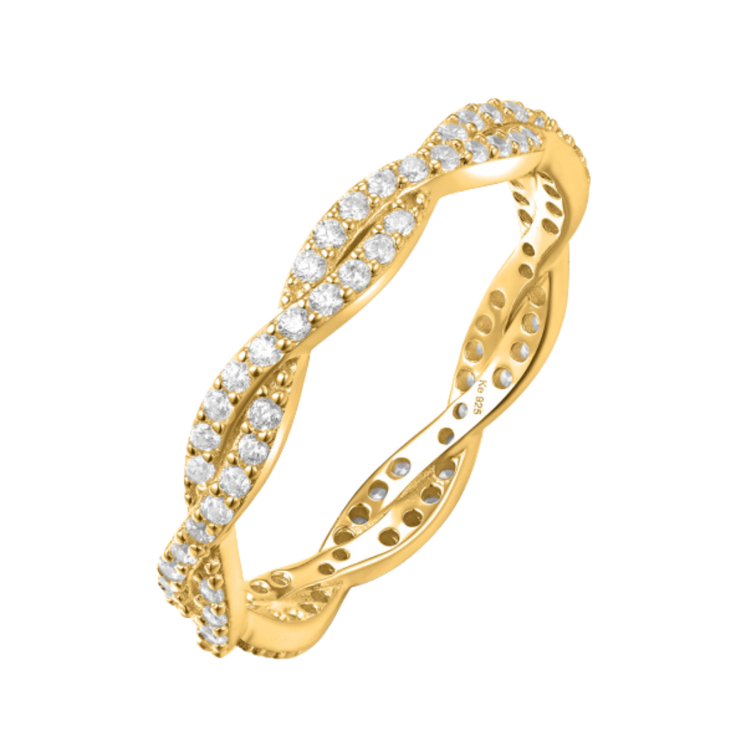 925 Silber - Damenring "Twista" Vergoldet mit 84 Zirkonia