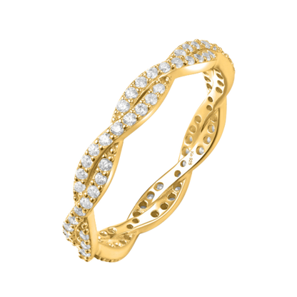 925 Silber - Damenring "Twista" Vergoldet mit 84 Zirkonia