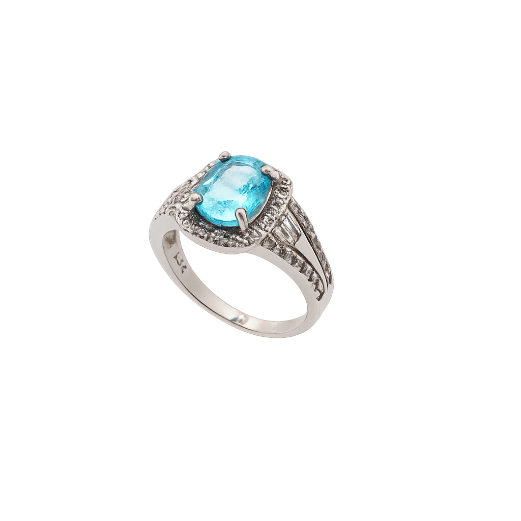 Damenring "ICE" 925 Silber - Blautopas Unikat