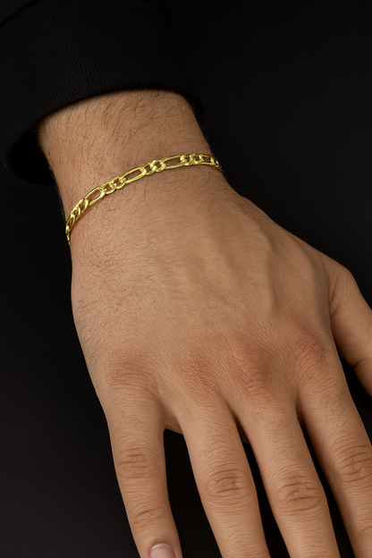Figaro-Armkette aus 925 Sterling Silber – 18 K vergoldet 7 mm