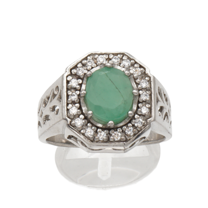 925 Silberring mit echtem Aventurin und Zirkonia