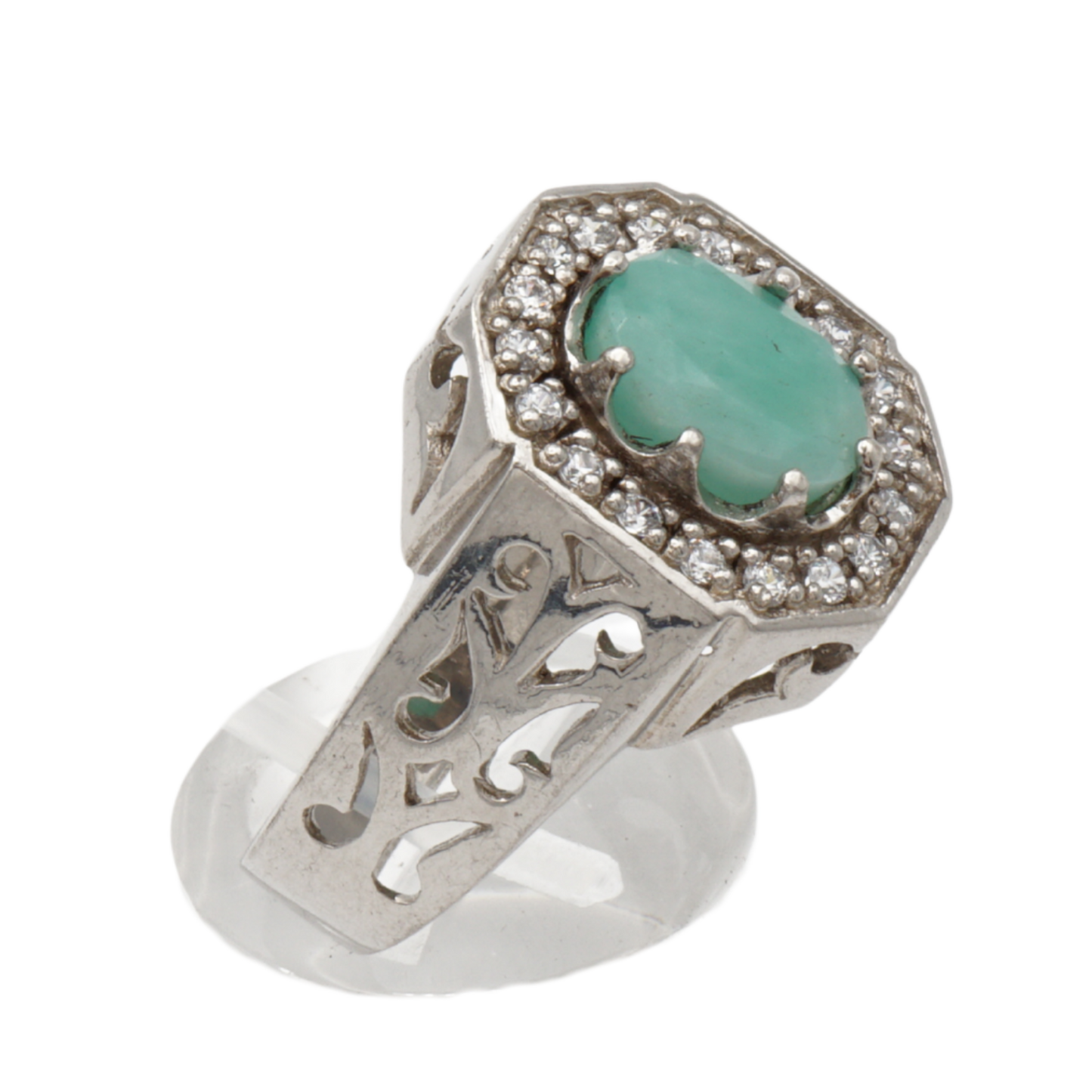 925 Silberring mit echtem Aventurin und Zirkonia