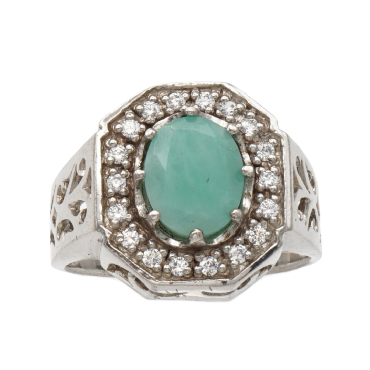 925 Silberring mit echtem Aventurin und Zirkonia