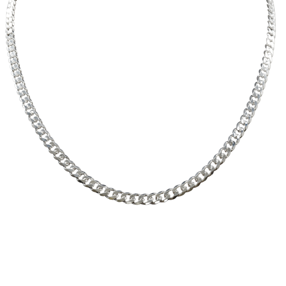 Panzerkette 925/- Silber, facettiert, poliert, 5,5mm Breite 55 cm Länge