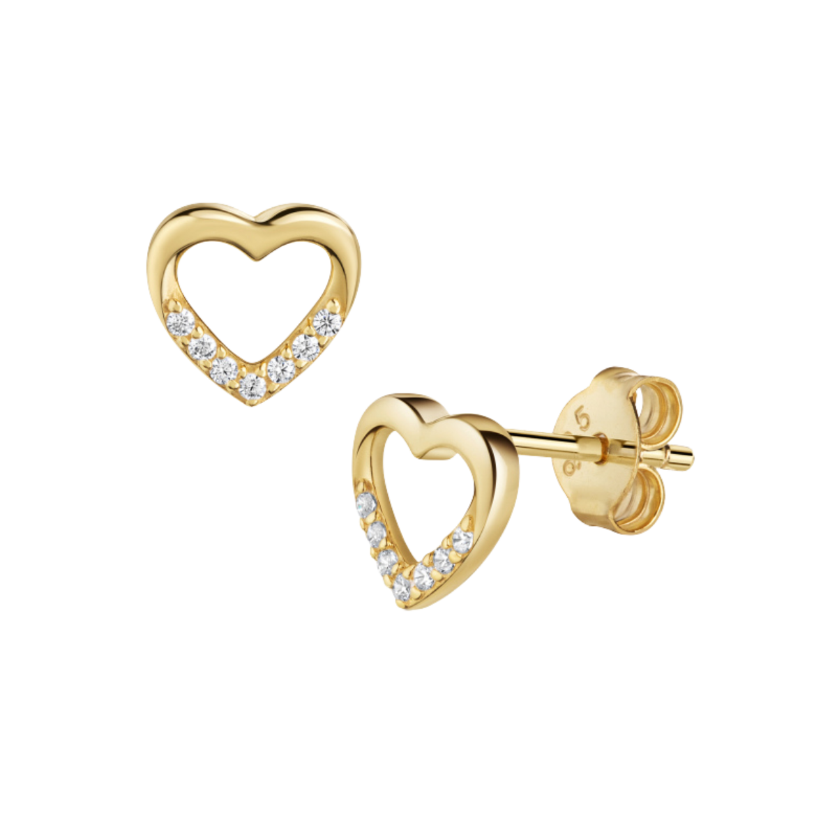 Ohrstecker Herz mit 14 Zirkonia Silber 925/000 vergoldet