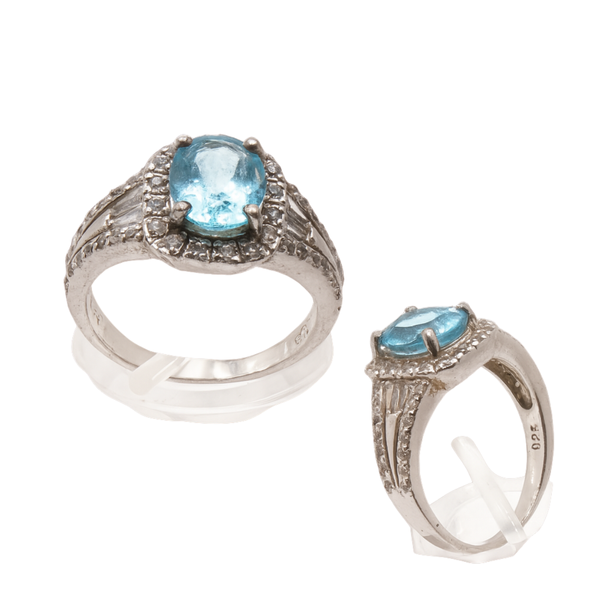 Damenring "ICE" 925 Silber - Blautopas Unikat