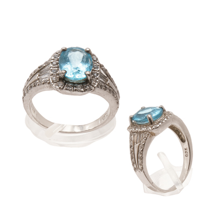 Damenring "ICE" 925 Silber - Blautopas Unikat