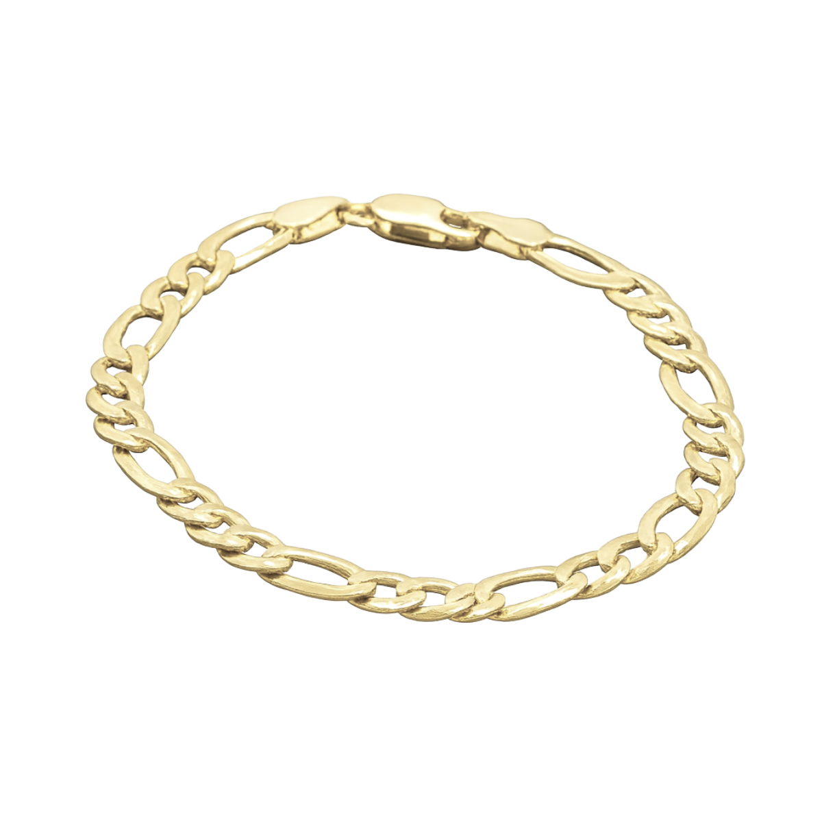 Figaro-Armkette aus 925 Sterling Silber – 18 K vergoldet 7 mm