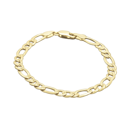 Figaro-Armkette aus 925 Sterling Silber – 18 K vergoldet 7 mm