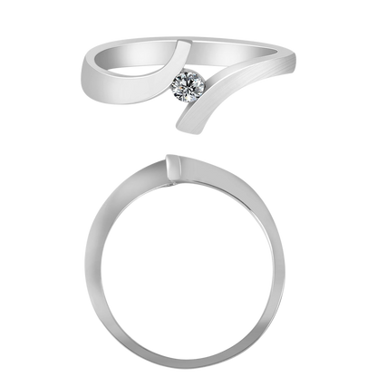 925/- Echt Silber Ring "Thea", Zirkoniabesatz, matt/poliert, 925/rhodiniert