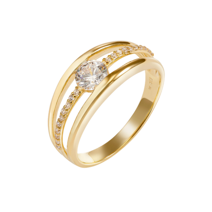 925 Silber Damenring "Belluna" mit 21 Zirkonia  vergoldet