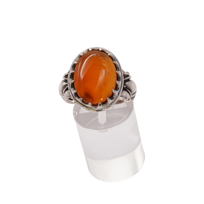 925 Silber Herren Aqeeq Ring Yamani - Jemen-Achat  - Handarbeit - Massiv