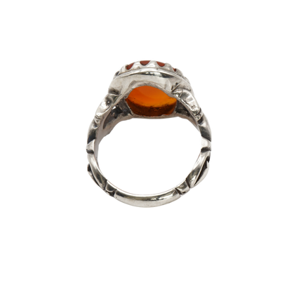 925 Silber Herren Aqeeq Ring Yamani - Jemen-Achat  - Handarbeit - Massiv