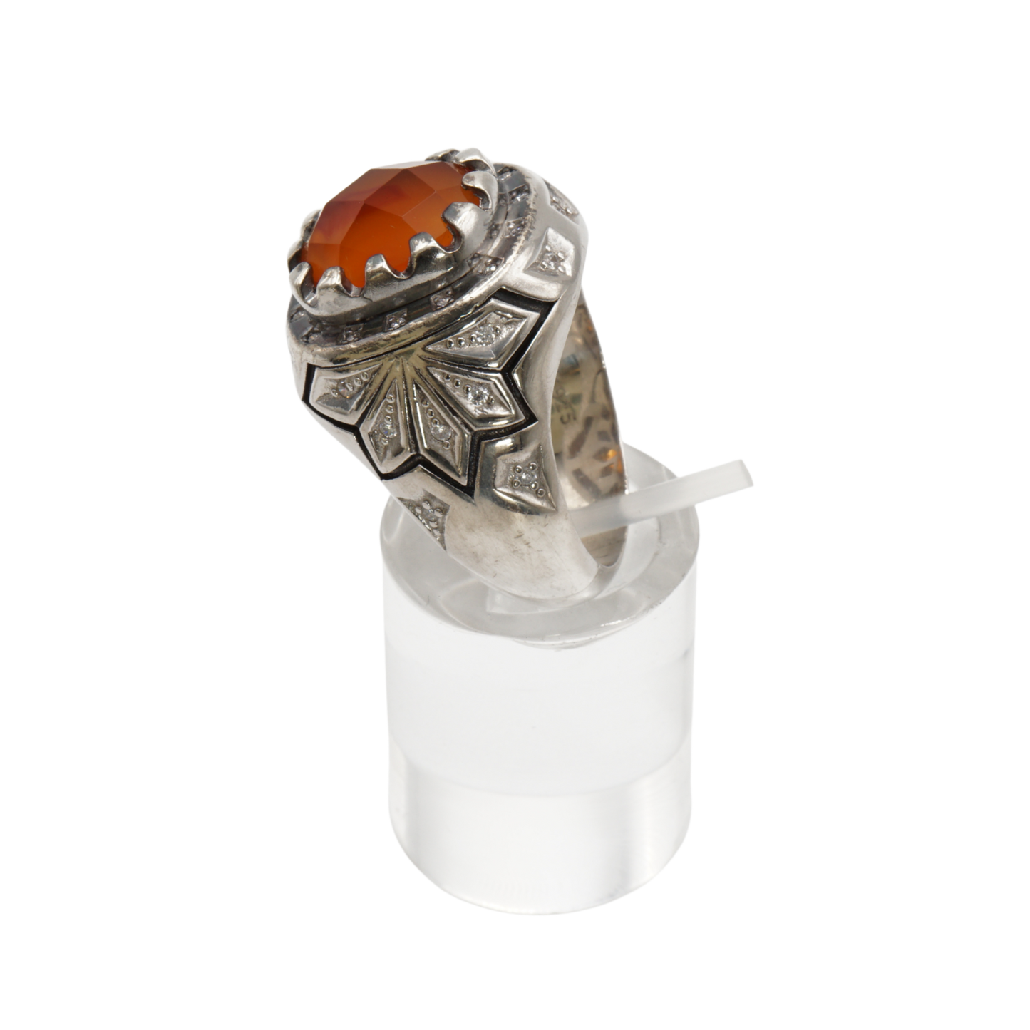 925 Silber Herren Aqeeq Ring Yamani - Jemen-Karneol - Achat  - Handarbeit - Massiv