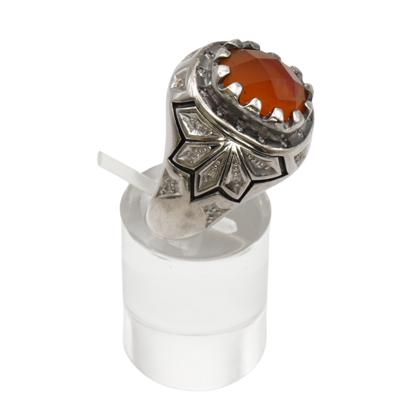 925 Silber Herren Aqeeq Ring Yamani - Jemen-Karneol - Achat  - Handarbeit - Massiv