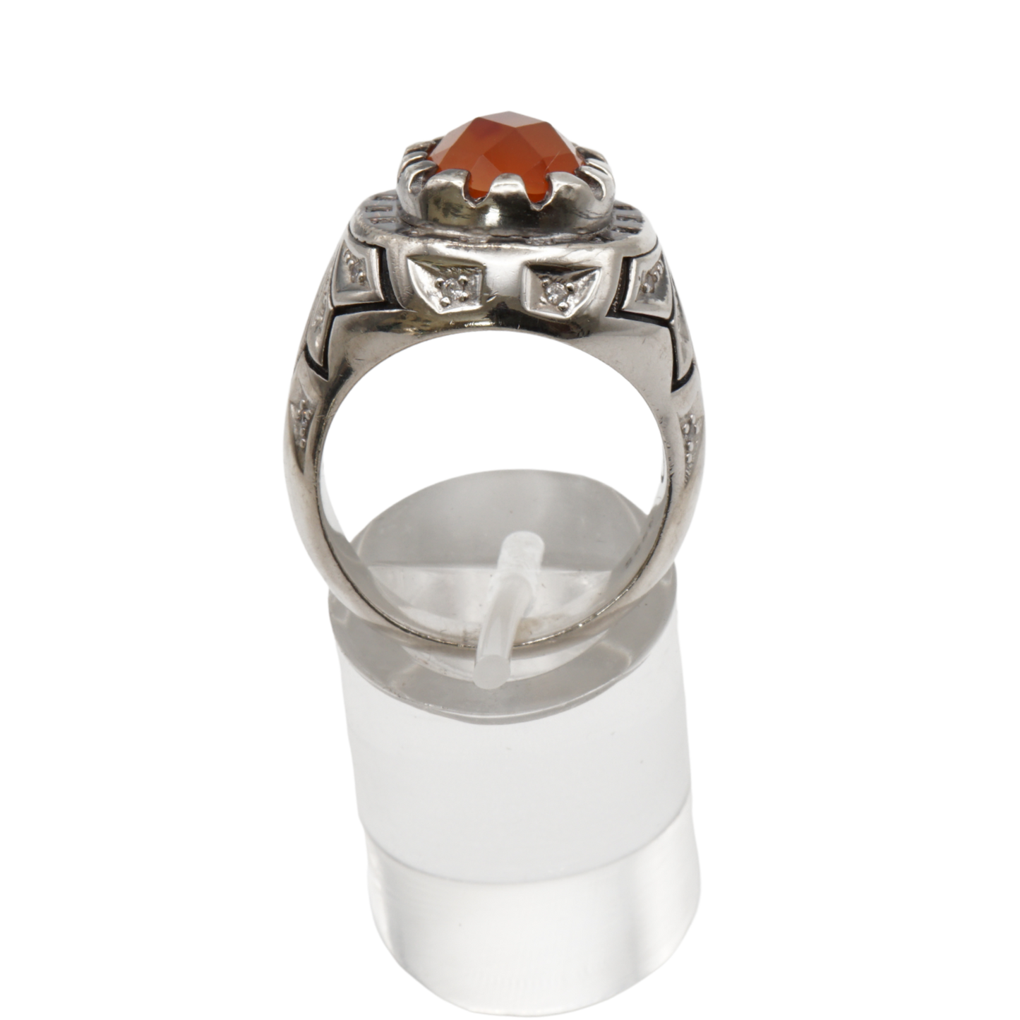 925 Silber Herren Aqeeq Ring Yamani - Jemen-Karneol - Achat  - Handarbeit - Massiv