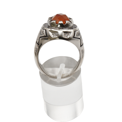925 Silber Herren Aqeeq Ring Yamani - Jemen-Karneol - Achat  - Handarbeit - Massiv