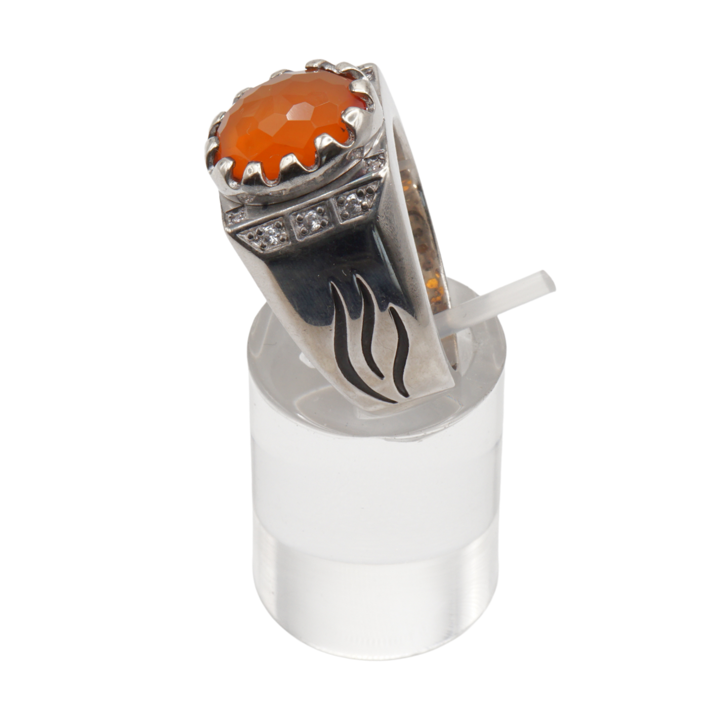 925 Silber Herren Aqeeq Ring Yamani - Jemen Karneol - Achat  - Handarbeit - Massiv