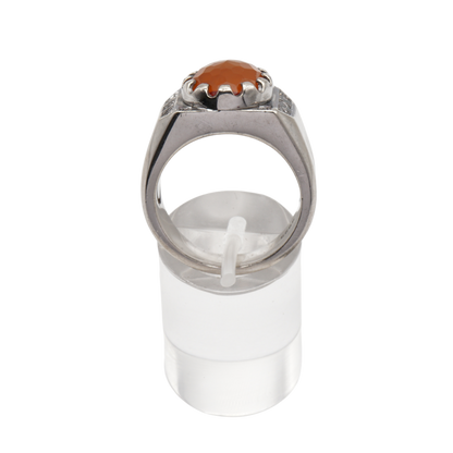 925 Silber Herren Aqeeq Ring Yamani - Jemen Karneol - Achat  - Handarbeit - Massiv