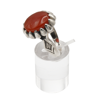 925 Silber Herren Aqeeq Ring Yamani - Jemen-Achat  - Handarbeit - Massiv