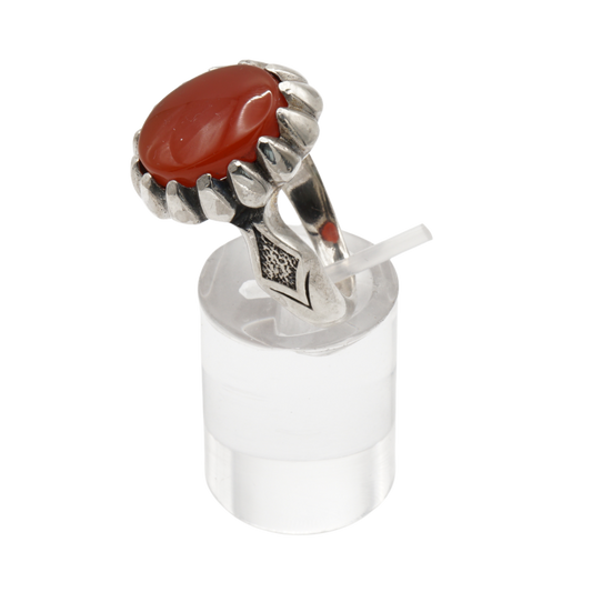 925 Silber Herren Aqeeq Ring Yamani - Jemen-Achat  - Handarbeit - Massiv