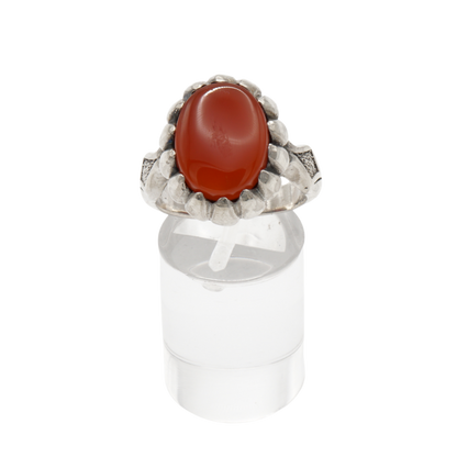 925 Silber Herren Aqeeq Ring Yamani - Jemen-Achat  - Handarbeit - Massiv