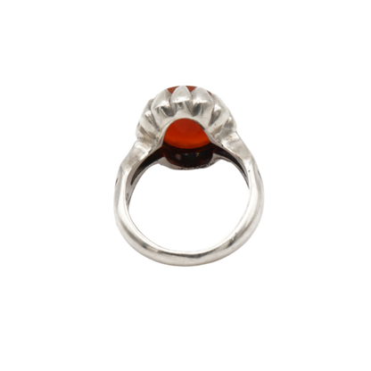 925 Silber Herren Aqeeq Ring Yamani - Jemen-Achat  - Handarbeit - Massiv