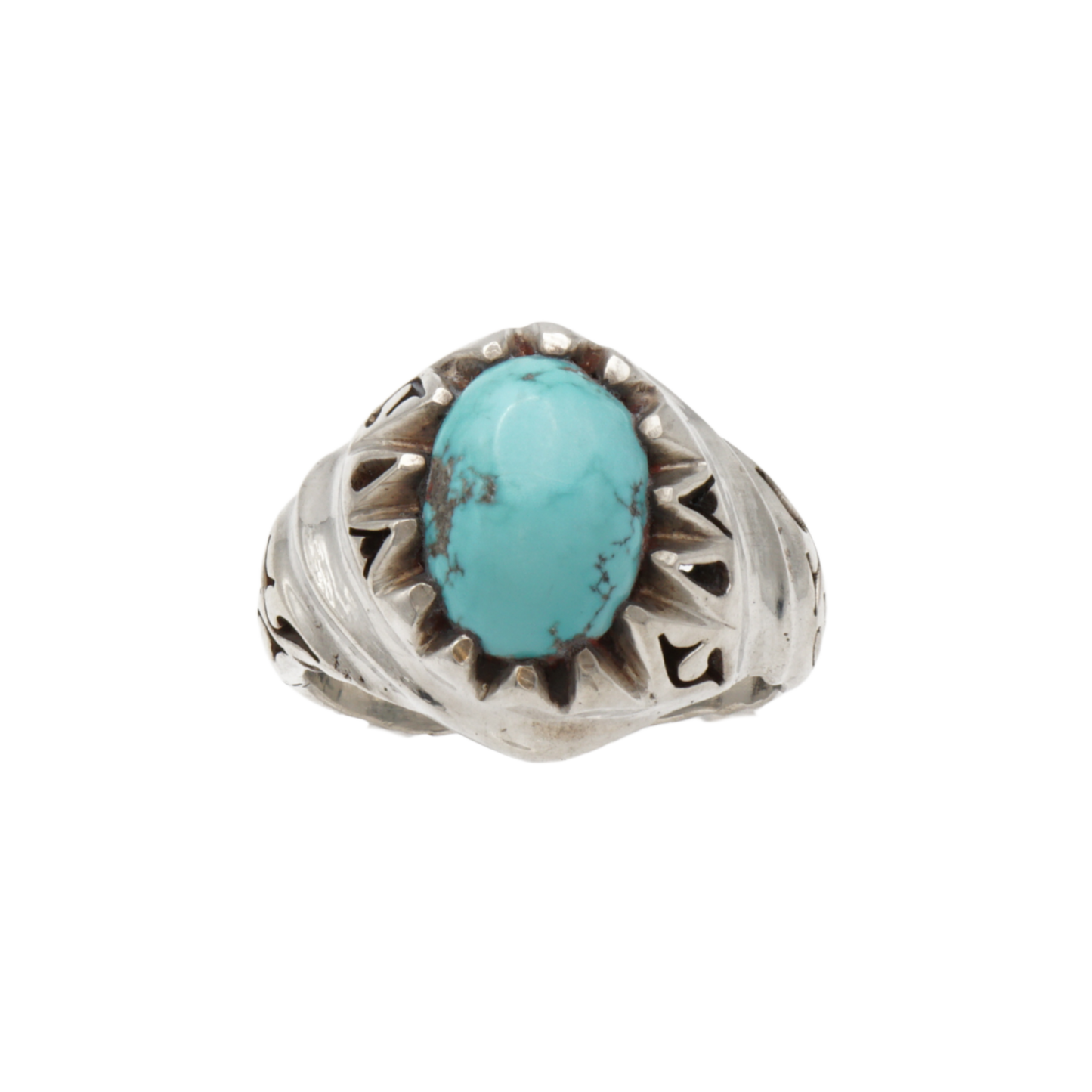 Massiver 925 Silberring mit Türkis aus Nishabur – Handarbeit